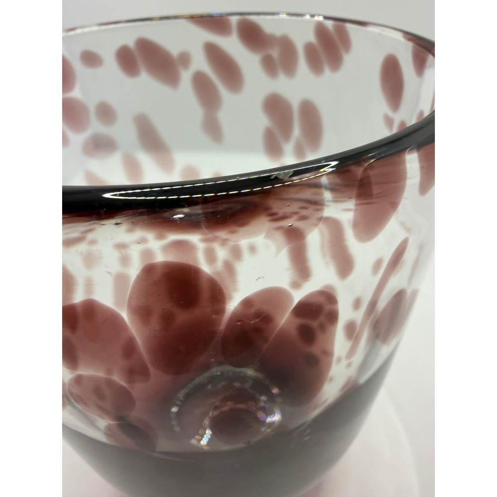 Handblown Art Glass Vase Purple Red Confetti Heavy Base 8.5" Modern Decor - Picture 8 of 11